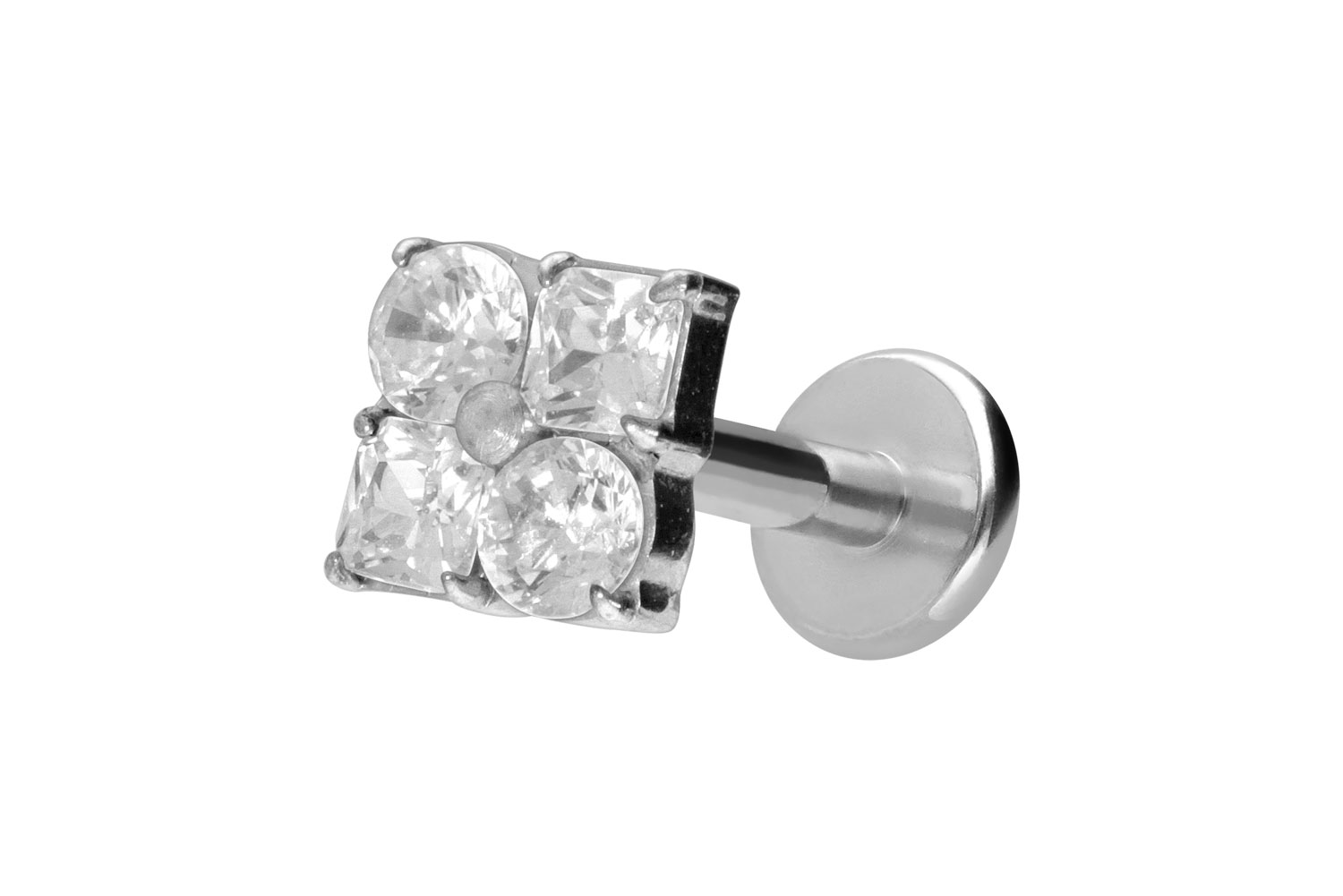 Titan Labret Piercing mit Innengewinde KRISTALLBLUME